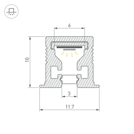 Профиль с экраном SL-MINI-3-H10-F12-2000 IRON GREY (Arlight, Алюминий+пластик)