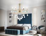 Подвесная люстра с хрусталем TR4923/6 GD/WH/BL золото/белый/голубой E14*6 max 40W D600*620
