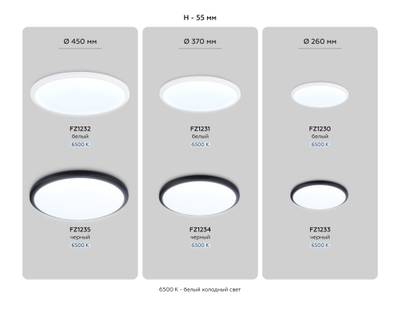 Потолочный светодиодный светильник FZ1235 BK черный IP44 48W 6400К D450*55 (Без ПДУ)