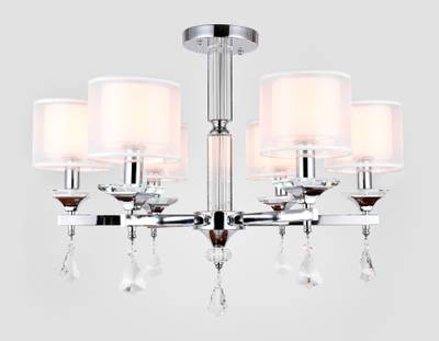 Подвесная люстра с хрусталем TR4533/6 CH/WH хром/белый E14/6 max 40W D700*560