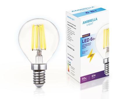 Светодиодная лампа Filament LED G45-F 6W E14 4200K (60W)