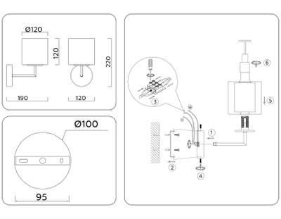 Светильник настенный LH56015 BS/FR латунь/белый матовый E14 max 40W 190*120*220