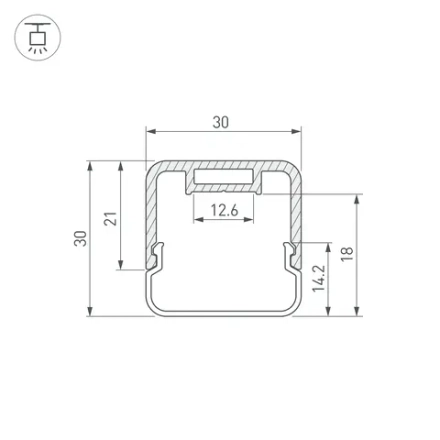 Профиль с экраном LINE-D-3030-2000 SQUARE BLACK+OPAL (Arlight, Алюминий)