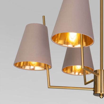 Умная потолочная люстра с тканевыми абажурами 60173/6 латунь