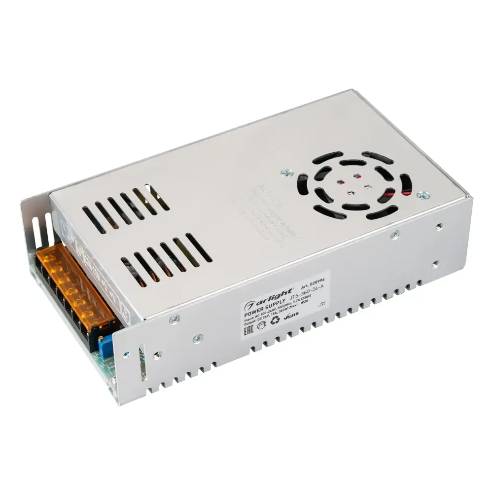 Блок питания JTS-360-24-A (0-24V, 15A, 360W) (Arlight, IP20 Сетка, 2 года) Блок питания JTS-360-24-A (0-24V, 15A, 360W) (Arlight, IP20 Сетка, 2 года)