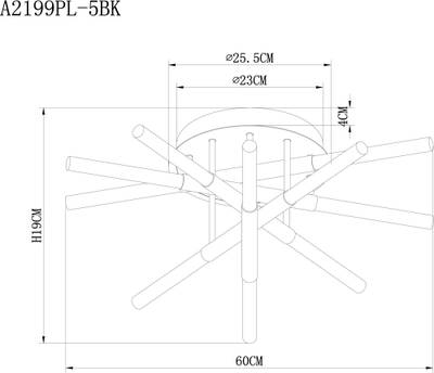Потолочная люстра Arte Lamp FERNANDO A2199PL-5BK, 1хLED