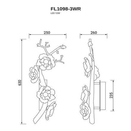 Бра Sauvage Right FL1098-3WR, LED