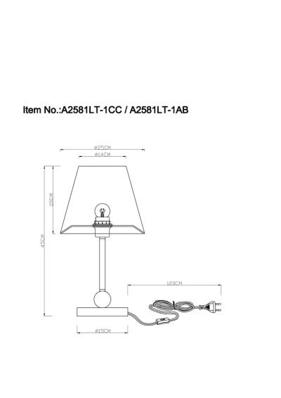 Кабинетная настольная лампа Arte Lamp ELBA A2581LT-1AB, 1хE27