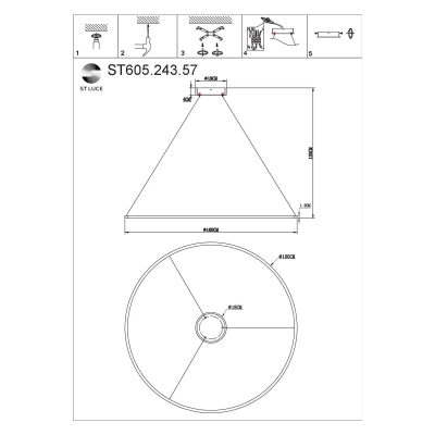 ST605.243.57 Светильник подвесной ST-Luce Золотистый/Белый LED 1*57W 4000K