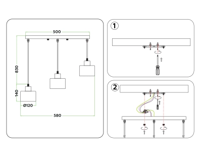 Подвесной светильник в стиле лофт TR8117/3 WH/BS белый/латунь E27*3 max 40W 580*120*970