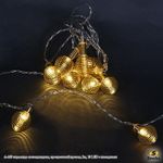 A-465 гирлянда светодиодная, прозрачный провод 2м, 10 LED с насадками