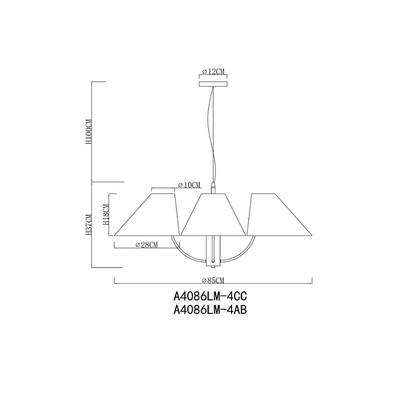 Подвесная люстра Arte Lamp RONDO A4086LM-4AB, 4хE14