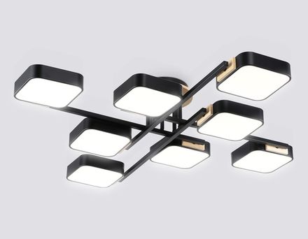 Светильник светодиодный подвесной FL4890/8 BK/WD черный/дерево 144W 3000-6000K 960*960*160(без ПДУ)