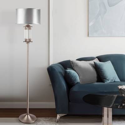 Классический торшер с абажуром 01046/1 сатин-никель