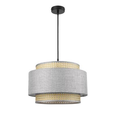 8043/1 MODERNI LN26 338 черный/серый/бежевый, металл/текстиль/ротанг Подвесной светильник Е27 1*60W 220V LAUNA