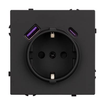 Механизм розетки с USB зарядкой SCT-NOBE-MUAC-SFPL-BK (230V, 16A) (Arlight, -)