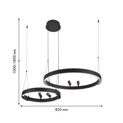 Подвесная люстра Slinga 4474-2P, LED*53W + LED*33W + 4*LED*3W, 2075LM, 3000-6500K. ТМ F-Promo