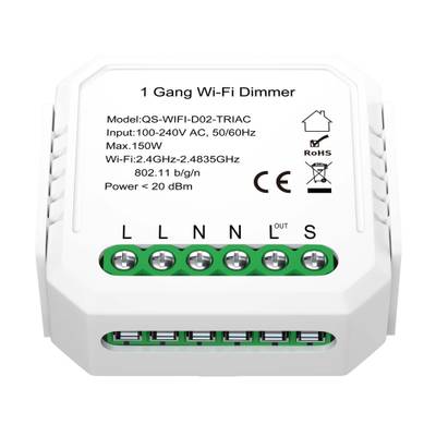 ST9000.500.01C WIFI реле 1 канал, 10A Белый - -*Max 2300W/250W - Ra  IP20 L46xW46xH18 100-240V