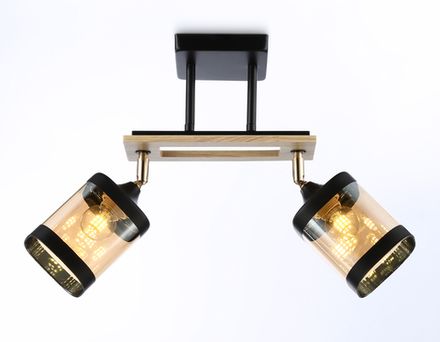 Светильник подвесной TR9525/2 BK/FGD/TI черный/золото/янтарь E27/2 max 40W 510*100*270