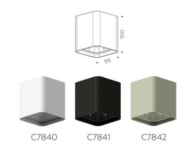 Корпус светильника накладной для насадок 70*70mm C7840 SWH белый песок 95*95*H100mm MR16 GU5.3