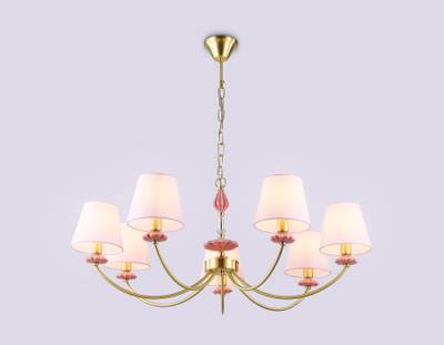 Светильник подвесной LH75025/7 GD/PI золото/розовый E14/7 max 40W D890*800