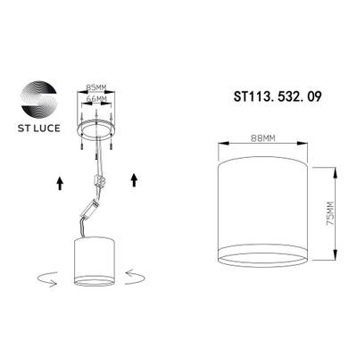 ST113.532.09 Светильник потолочный Белый LED 1*9W 3000K 702Lm Ra&gt;80 120° IP20 D88xH75 170-240V