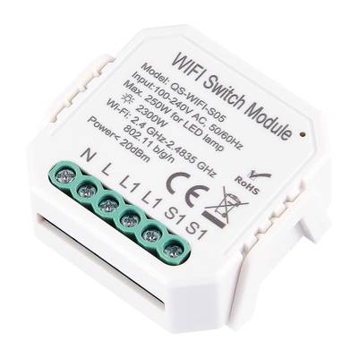 ST9000.500.01C WIFI реле 1 канал, 10A Белый - -*Max 2300W/250W - Ra  IP20 L46xW46xH18 100-240V