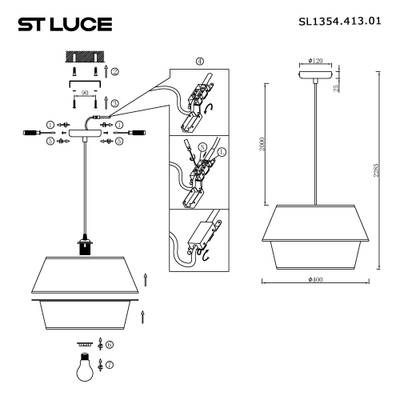SL1354.413.01 Светильник подвесной ST-Luce Черный/Бежевый, Черный E27 1*40W