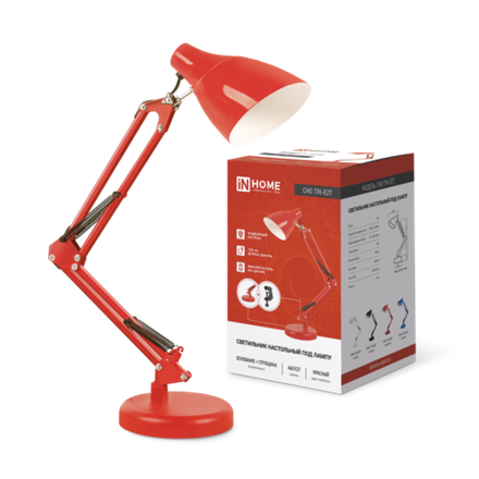 Светильник настольный СНО 17К 60Вт E27 230В под лампу на основании красн. (кор.) IN HOME 4690612037257