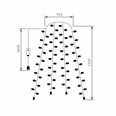 Гирлянда занавес на ель теплый белый 0,45*1,5м IP20 200-003 теплый белый, LED