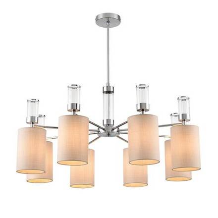 6585/8 MODERNI LN25 хром/бежевый, металл/текстиль, стекло Люстра подвесная E14 8*40W 220V ARNIKA