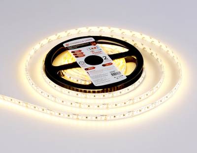 Светодиодная лента GS3201 2835 180Led/ 14.4W m/ 24V IP20 3000K/ 5000*8*1.2mm/ кратность резки 33mm (2 конт.)