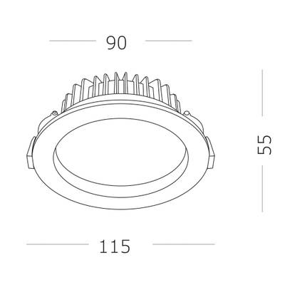 ST752.538.12 Св-к встр. Белый LED 1*12W 3000K 960Lm Ra80 100° IP44 D115xH47 100-240VV