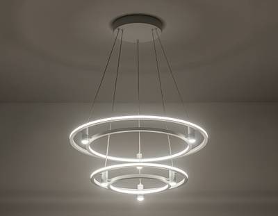 Светильник подвесной светодиодный FL5542/2+6 WH белый 90W 3000K/4200K/6400K D600/400*1300 (без ПДУ)