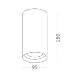 ST157.432.20 Светильник потолочный Черный LED 1*20W 3000K 1 600Lm Ra&gt;90 60° IP44 D95xH150 220-265V