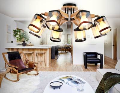 Подвесная люстра TR9530/8 BK/GD/TI черный/золото/янтарь E27*8 max 40W D790*260