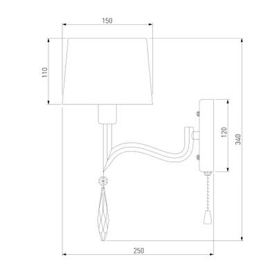 Настенное бра с абажуром 10127/1 хром/прозрачный хрусталь Strotskis (10093/1), E14х1