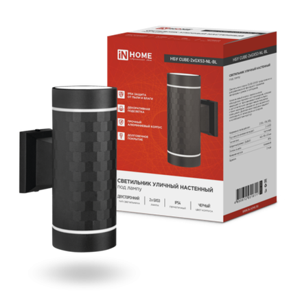 Светильник НБУ CUBE-2хGX53-NL-BL IP65 уличный настен. двусторон. под лампу 2хGX53 алюм. черн. IN HOME 4690612051611