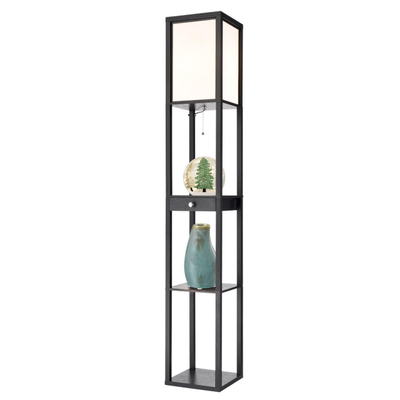 8092/1F COMFI LN26 460 черный/белый, дерево/текстиль Торшер Е27 1*60W 220V PRACTIC