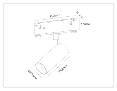 Светильник светодиодный трековый Magnetic 48V 10mm GL2305 BK черный IP20 12W 3CCT 3000-6000K 48V 24° D45*100