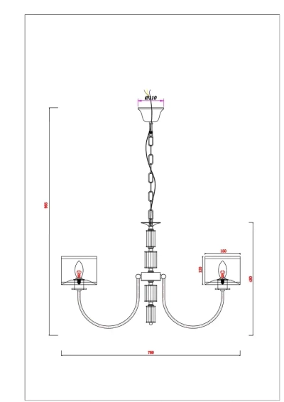 Подвесная люстра Arte Lamp ATTORE A4092LM-5CC, 5хE14