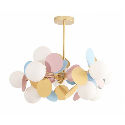 074160-10,33(43) Подвес Матиас мультиколор d67 h50 G9 10*5W (Led лампы в комплекте, 4000K) (золотой корпус, разноцветные декор элементы)