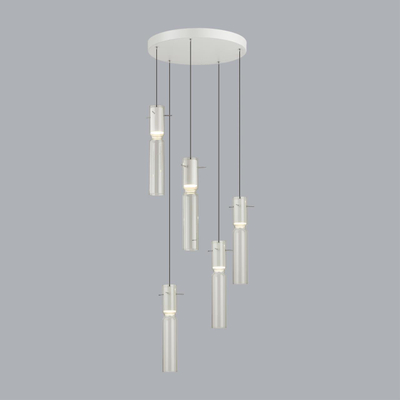 5058/25LB PENDANT ODL24 461 белый/прозрачный/металл/стекло Люстра каскадная LED 5*5W 3000K SCROW