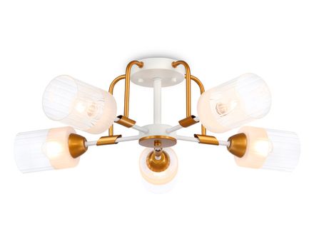 Светильник подвесной TR303323/5 WH/GD/CL/FR белый/золото/прозрачный/белый матовый E27*5 max 60W D620*200