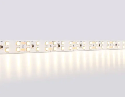 Светодиодная лента двухрядная GS3601 2835 204Led/ 20W m/ 24V IP20 3000K/ 5000*14*1.2mm/ кратность резки 72mm (2 конт.)