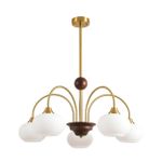 8323/5C MODERNI LN латунь/белый, металл/стекло/дерево Люстра потолочная E27 5*60W 220V LARINA
