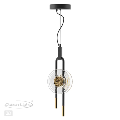 5407/12L MODERN ODL_EX24 101 черный/золотой/металл/стекло Подвес LED 12W 3000K 1005Лм MAGNET