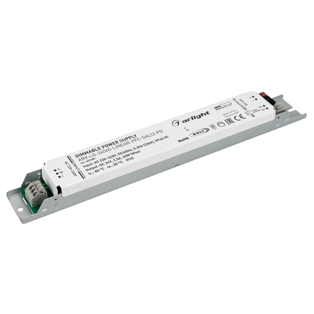 Блок питания ARV-LG-24060-LINEAR-PFC-DALI2-PD (24V, 2.5A, 60W) (Arlight, IP20 Металл, 5 лет) Блок питания ARV-LG-24060-LINEAR-PFC-DALI2-PD (24V, 2.5A, 60W) (Arlight, IP20 Металл, 5 лет)