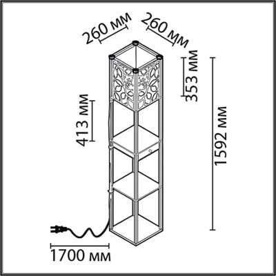 8092/1F COMFI LN26 460 черный/белый, дерево/текстиль Торшер Е27 1*60W 220V PRACTIC