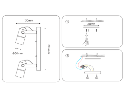 Накладной поворотный светильник TA104 WH белый GU10 260*130*D60